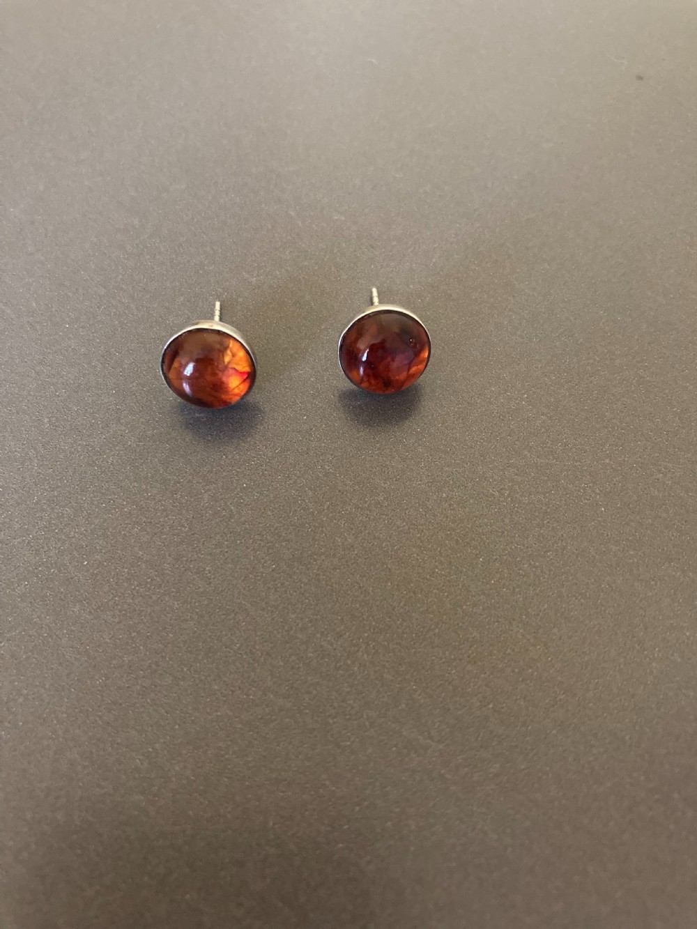 Danish Silver and Amber Earrings. 1950s. View II