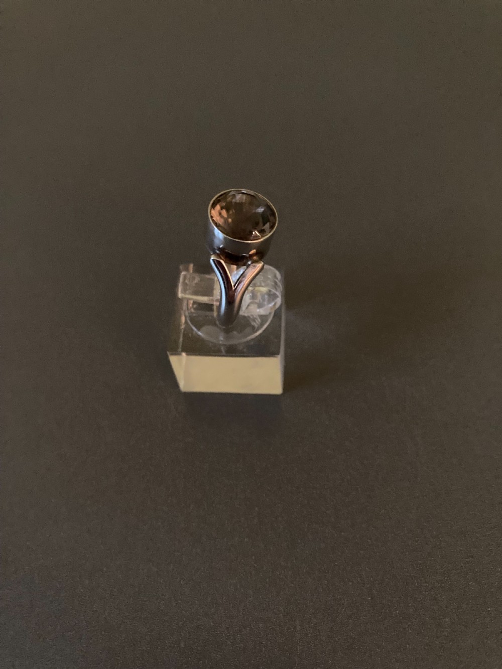 Danish Silver Ring with Smoky Quartz. 1960s. By N E From View II