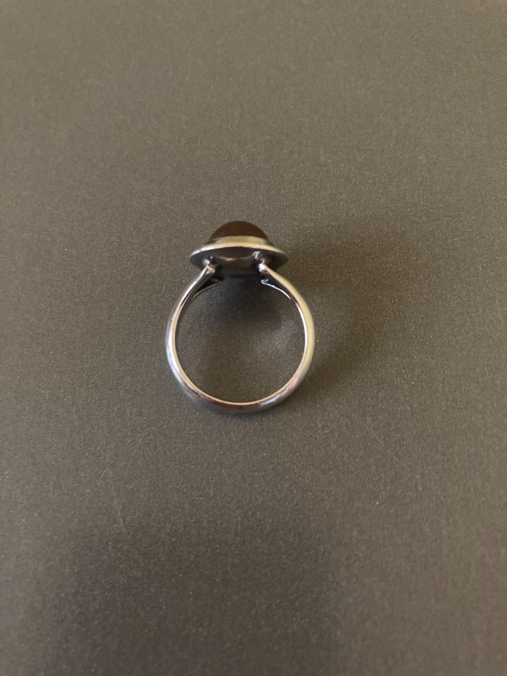Danish Silver Ring with Amber. 1960s. By N E From. View III