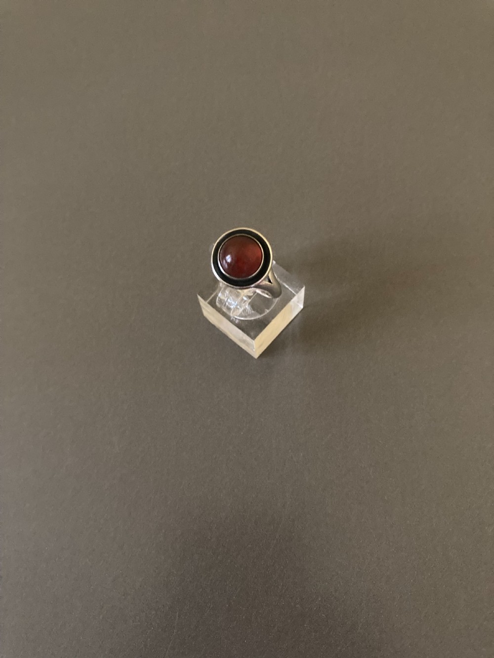 Danish Silver Ring with Amber. 1960s. By N E From. View IV