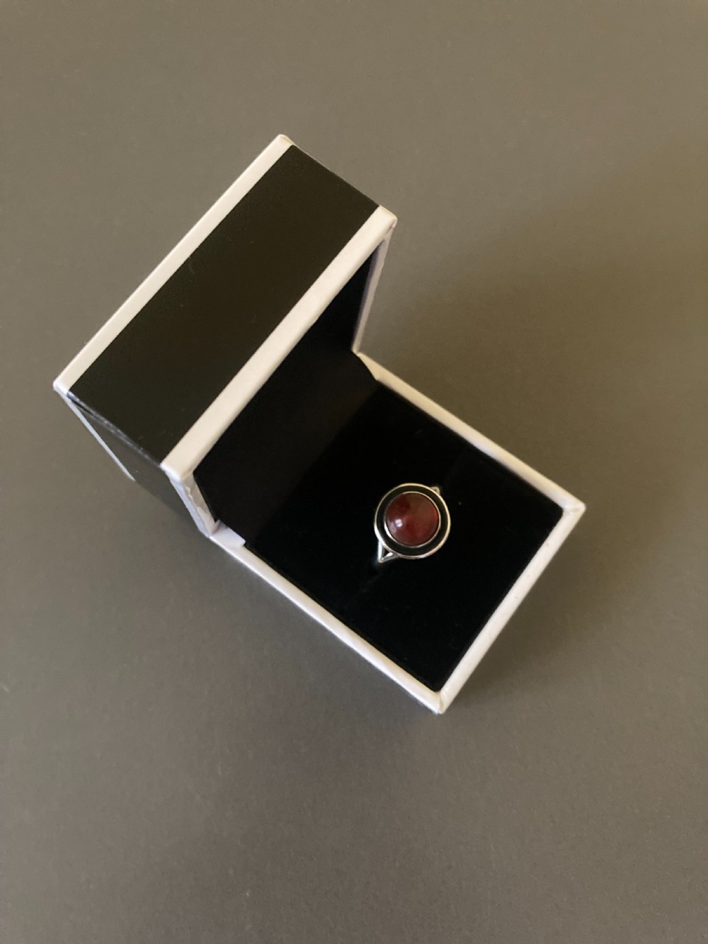 Danish Silver Ring with Amber. 1960s. By N E From. View V