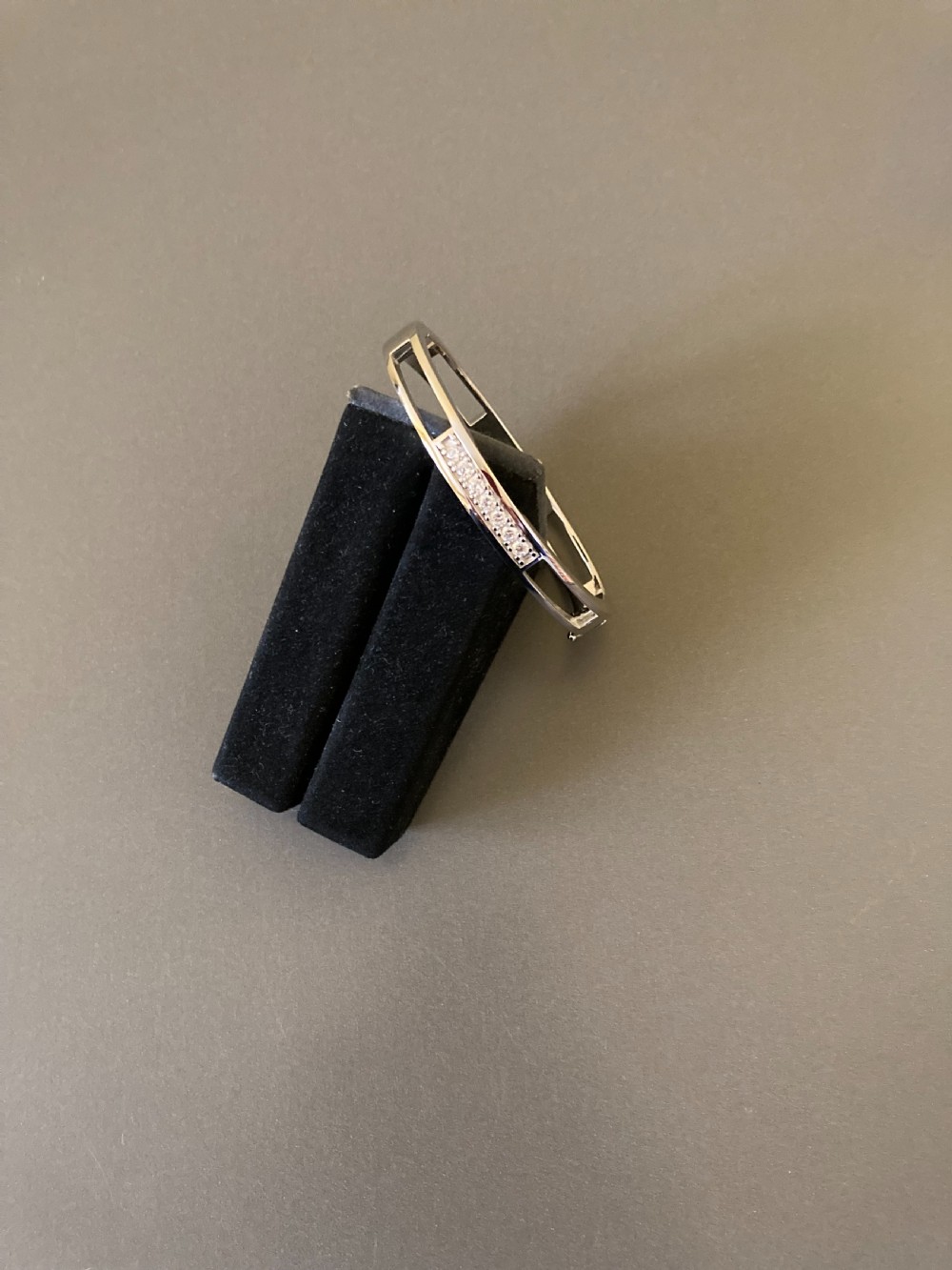Danish Silver Bangle with Cubic Zirconia. 1960s. By Randers Silver. View II