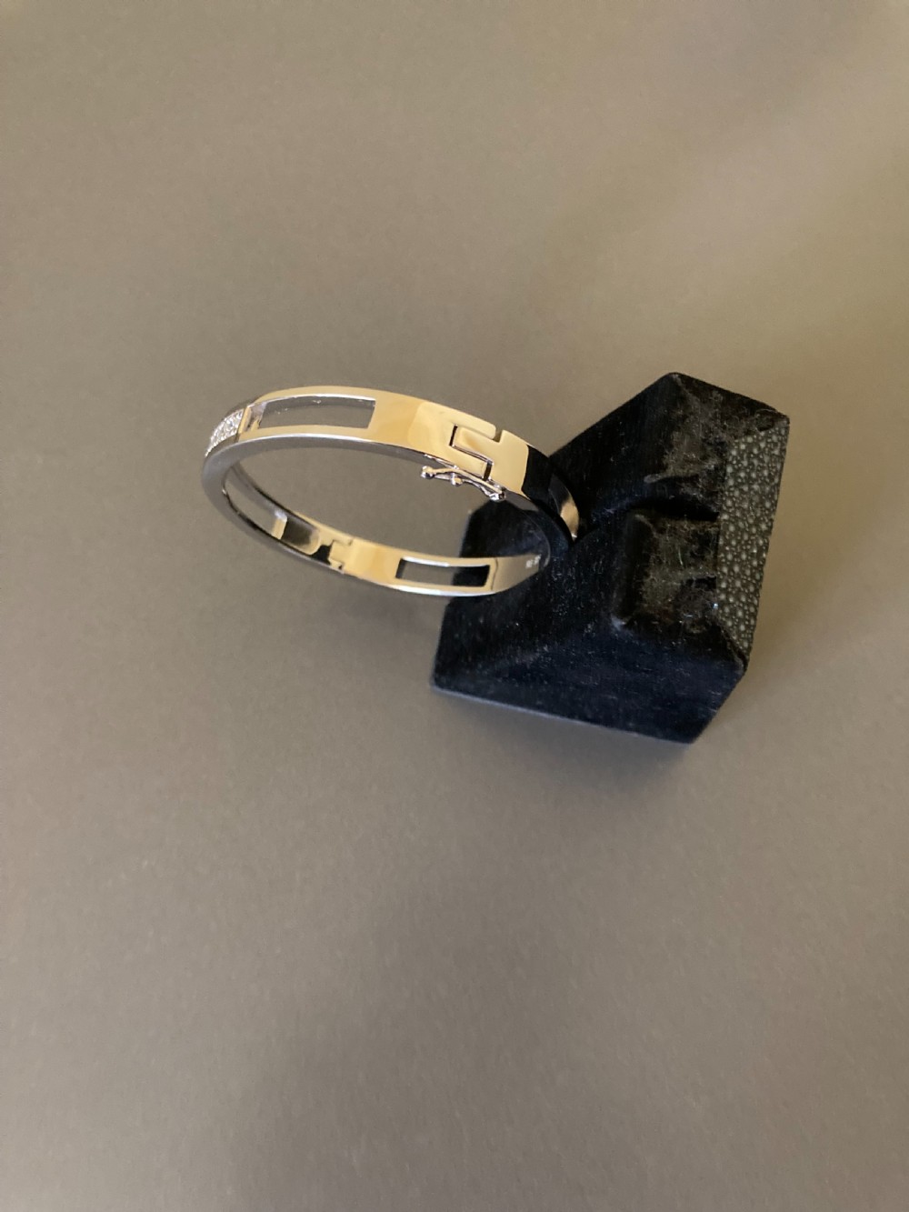 Danish Silver Bangle with Cubic Zirconia. 1960s. By Randers Silver. View IV