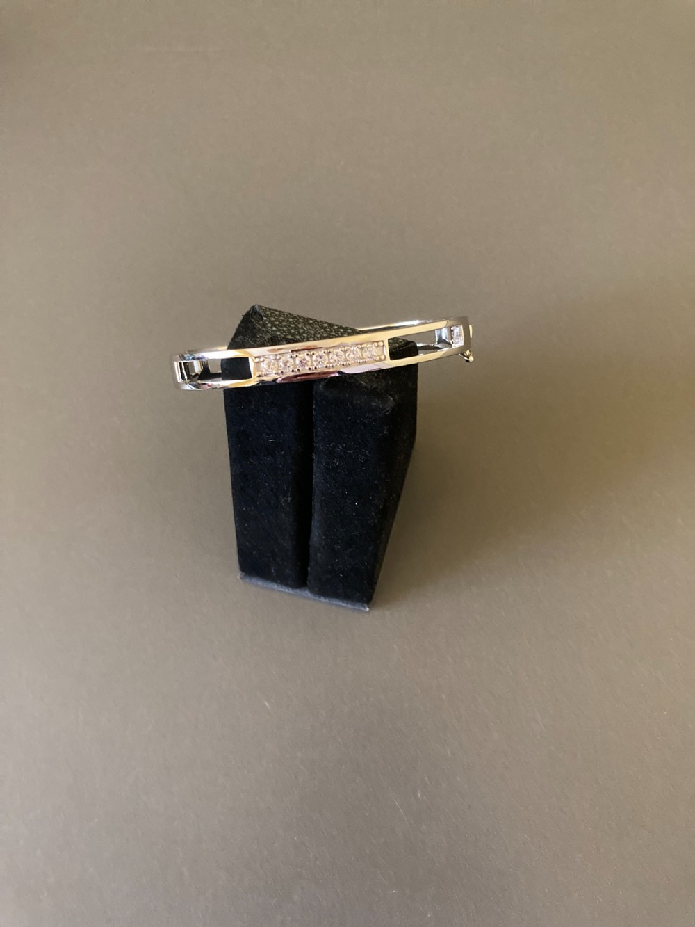 Danish Silver Bangle with Cubic Zirconia. 1960s. By Randers Silver. View V