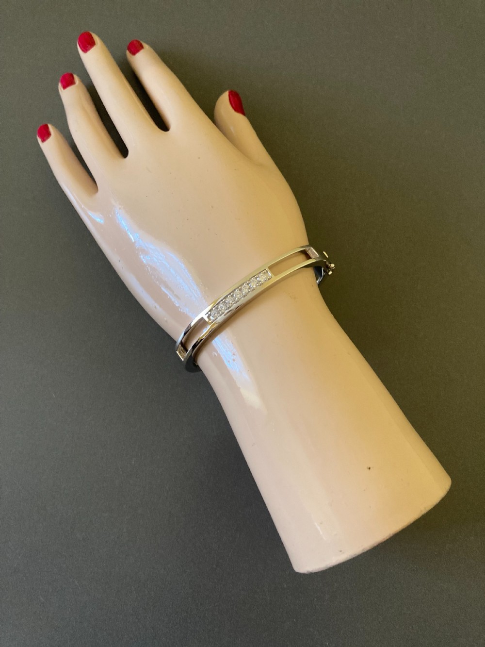 Danish Silver Bangle with Cubic Zirconia. 1960s. By Randers Silver. View VII