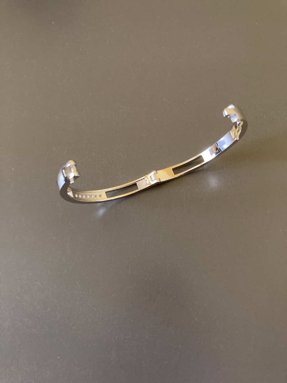 Danish Silver Bangle with Cubic Zirconia. 1960s. By Randers Silver. View IX