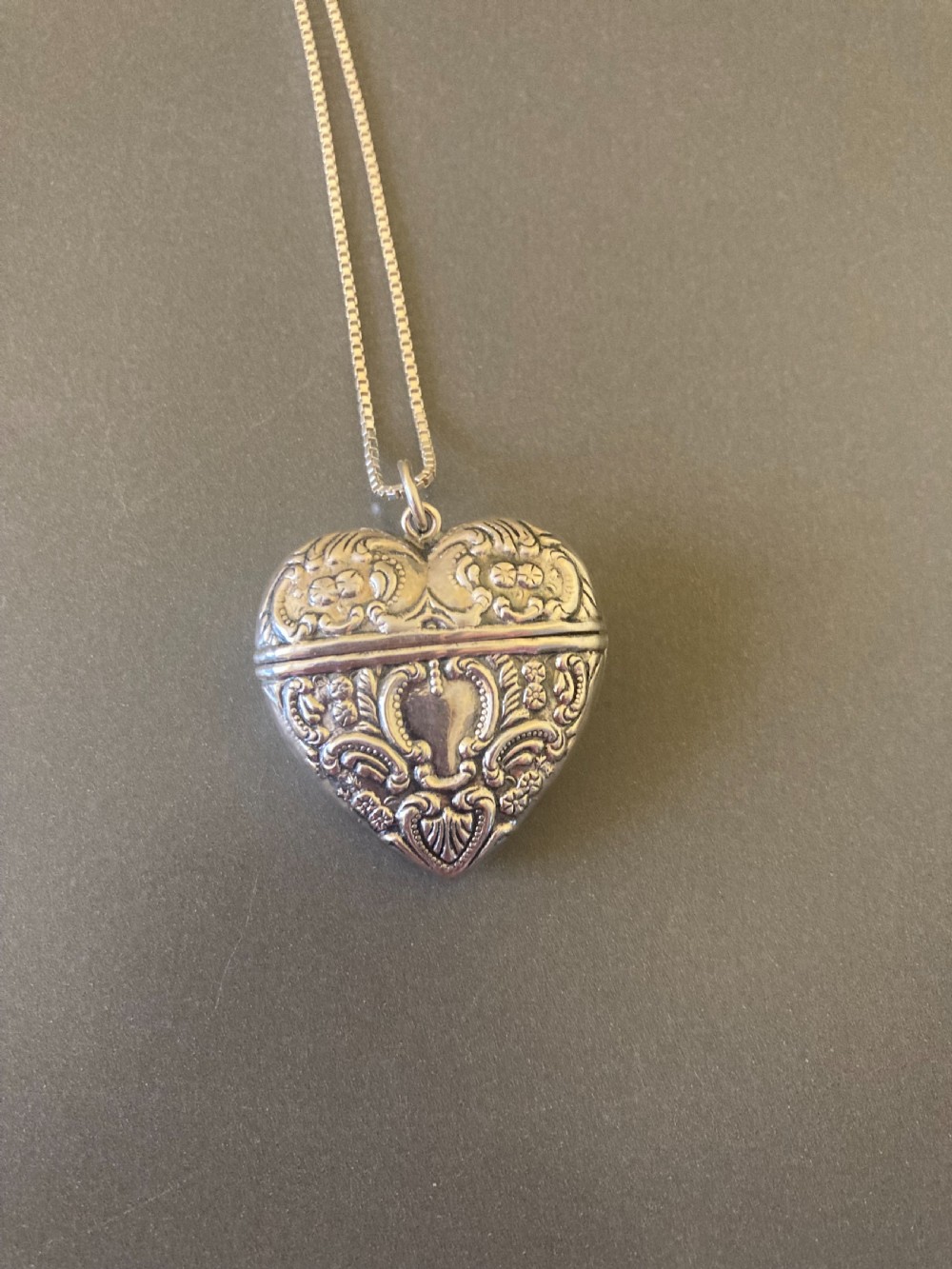Danish Silver Heart Locket. 1950s.