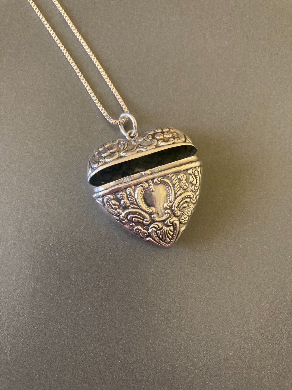 Danish Silver Heart Locket. 1950s. View V