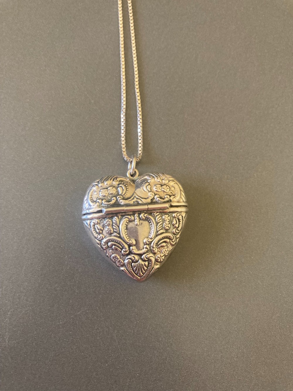 Danish Silver Heart Locket. 1950s. View VI