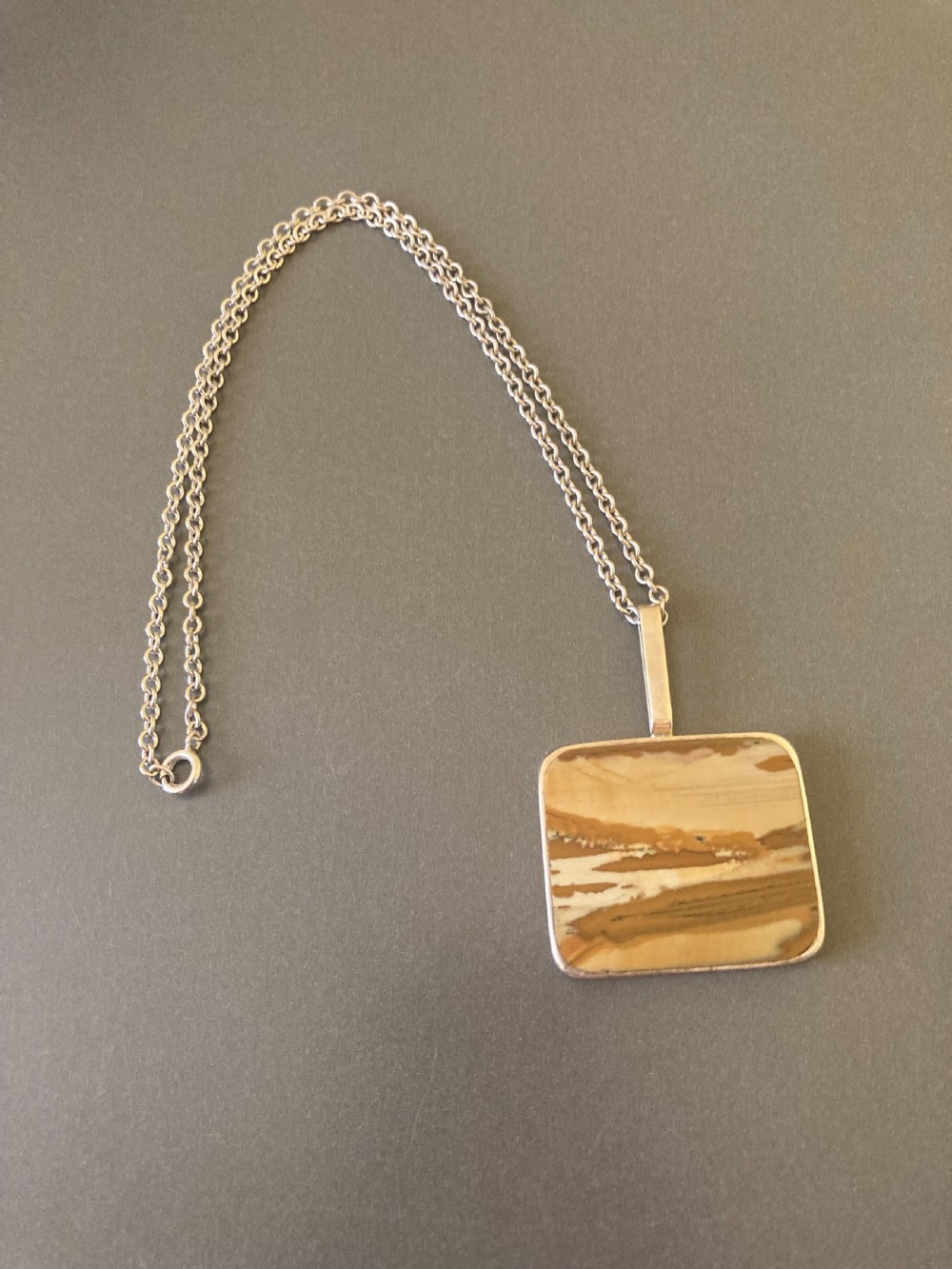 Danish Silver Pendant with Agate. 1960s.