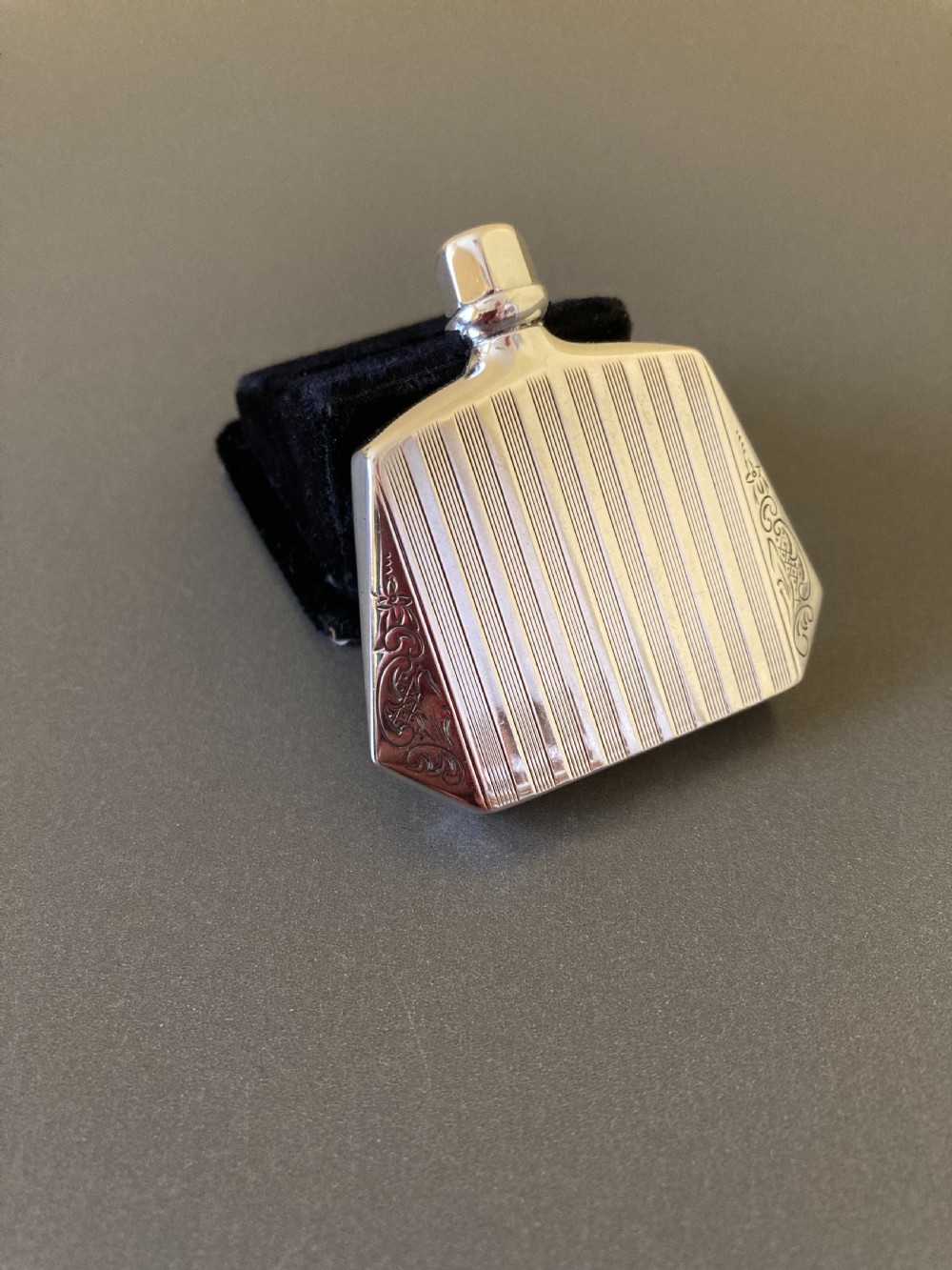 Rare Danish Silver Art Deco Miniature Scent Bottle. 1930s. View IV