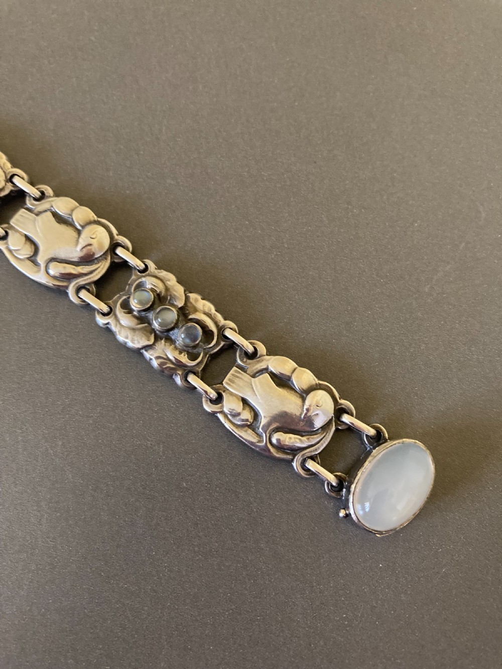 Georg Jensen Danish Silver Bracelet with Moonstones. No 24. 1950s. View II