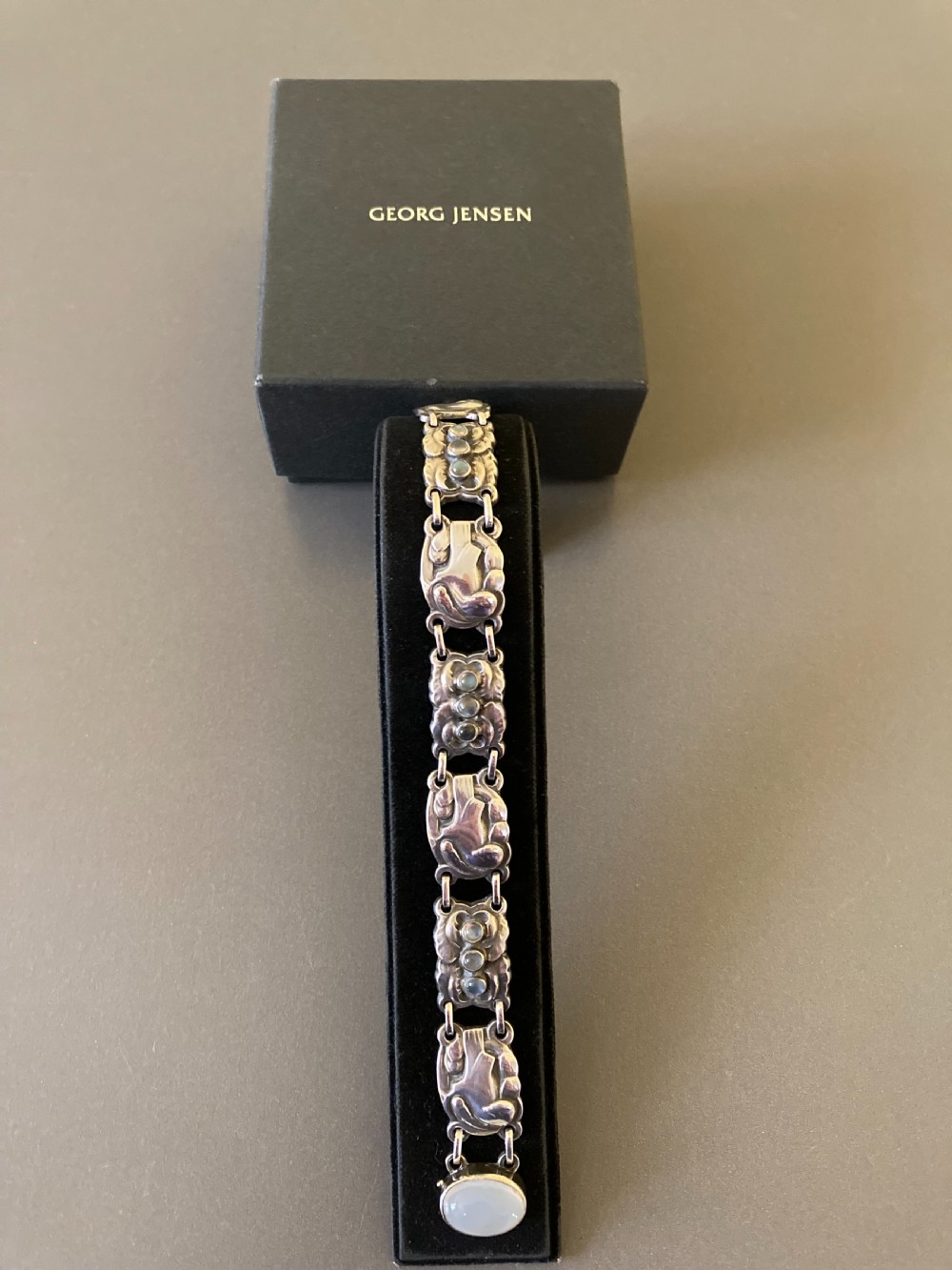 Georg Jensen Danish Silver Bracelet with Moonstones. No 24. 1950s. View III