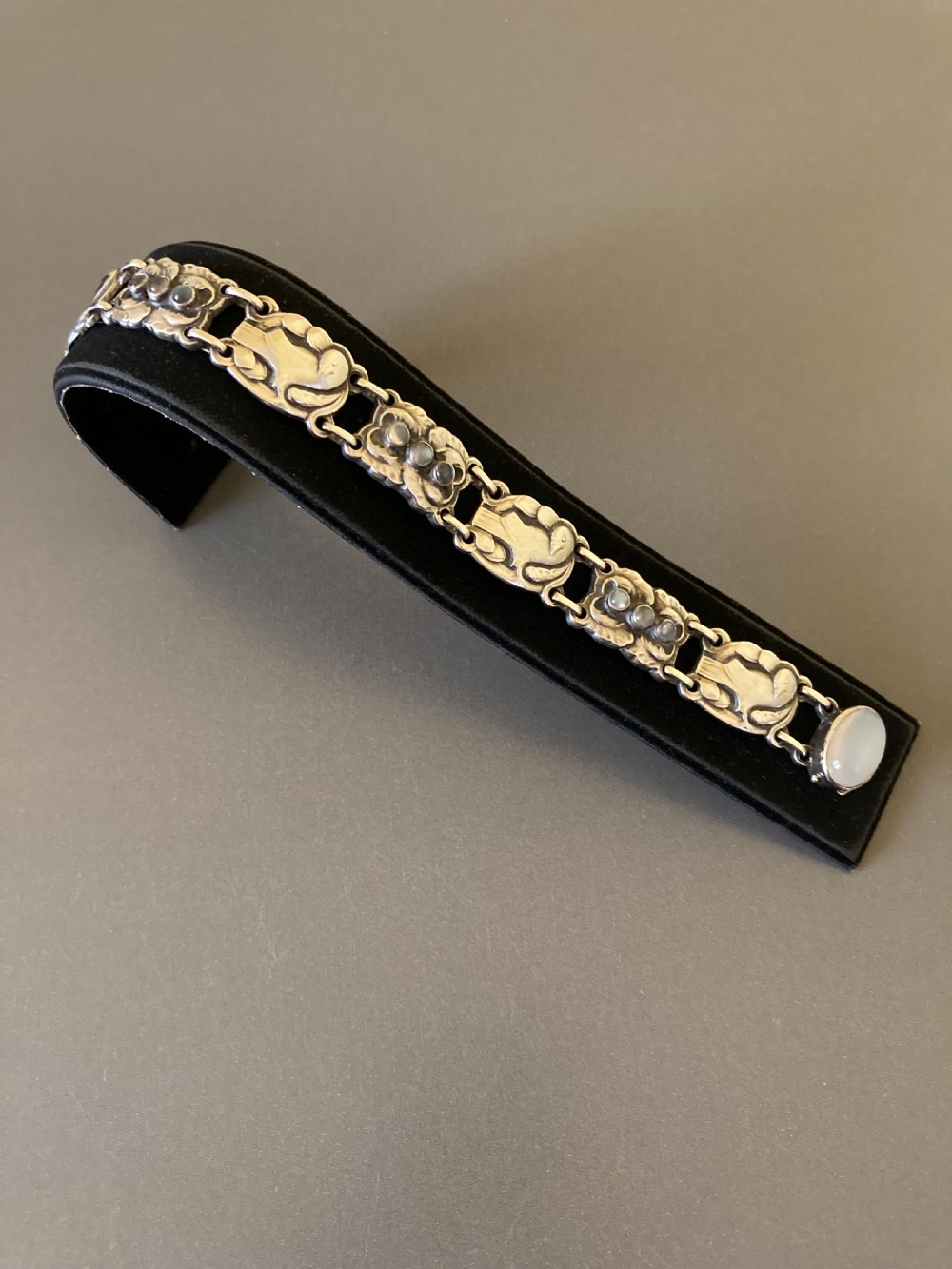 Georg Jensen Danish Silver Bracelet with Moonstones. No 24. 1950s. View IV