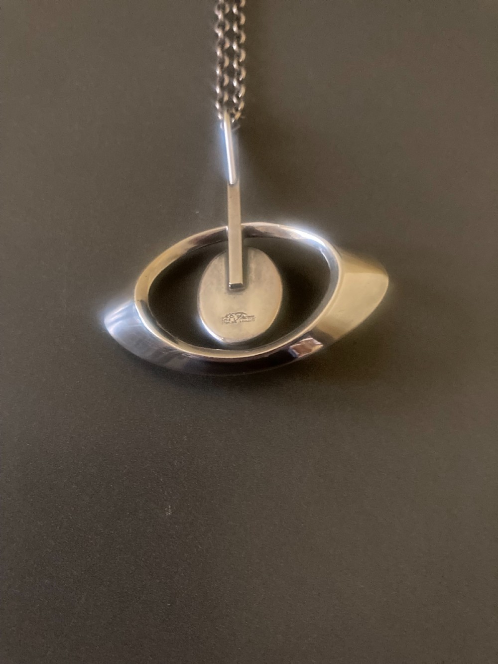 Danish Silver Pendant with Amethyst. By N E From. 1960s. View VI