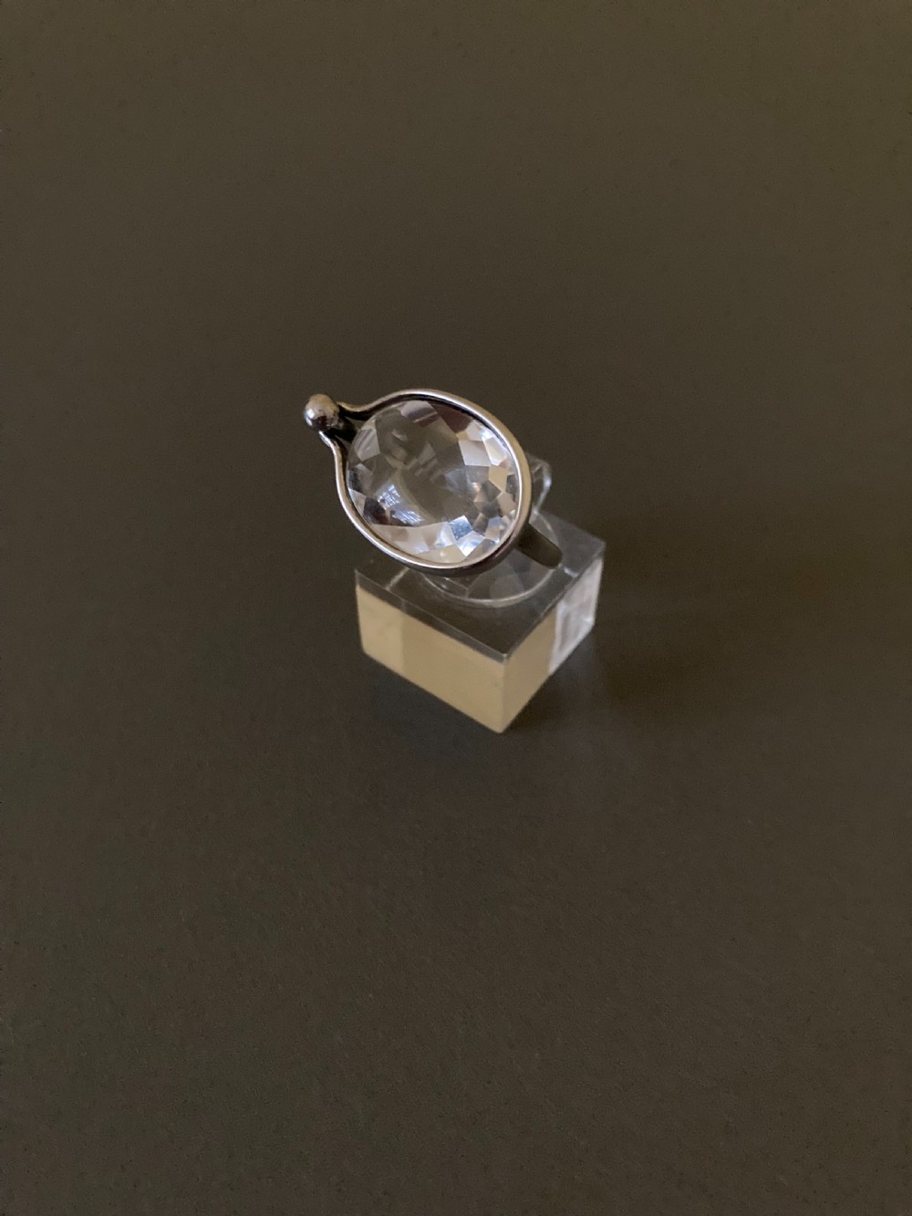 Georg Jensen Danish Silver Ring with Rock Crystal. 