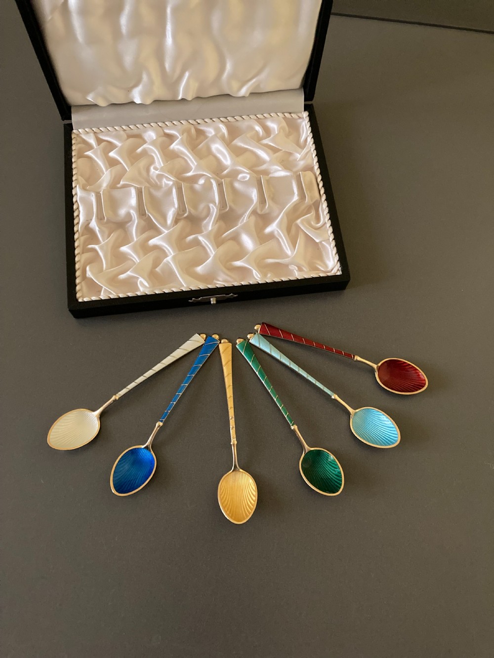Danish Silver Gilt and Enamel Mocca Spoons. 1950s. View IV