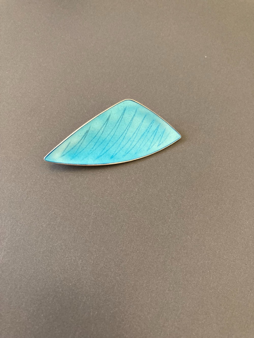 Danish Silver And Blue Enamel Brooch. 1950s.