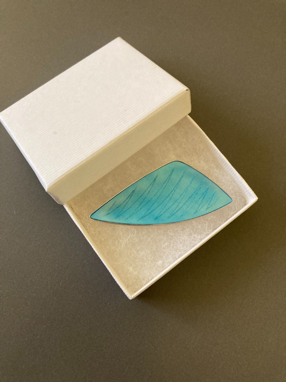 Danish Silver And Blue Enamel Brooch. 1950s. View II