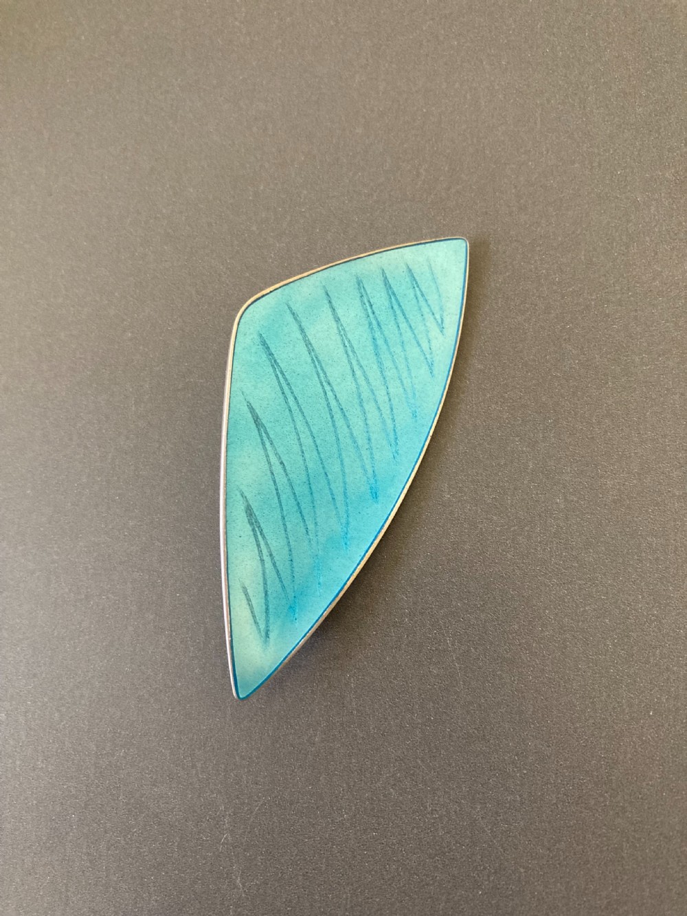Danish Silver And Blue Enamel Brooch. 1950s. View III