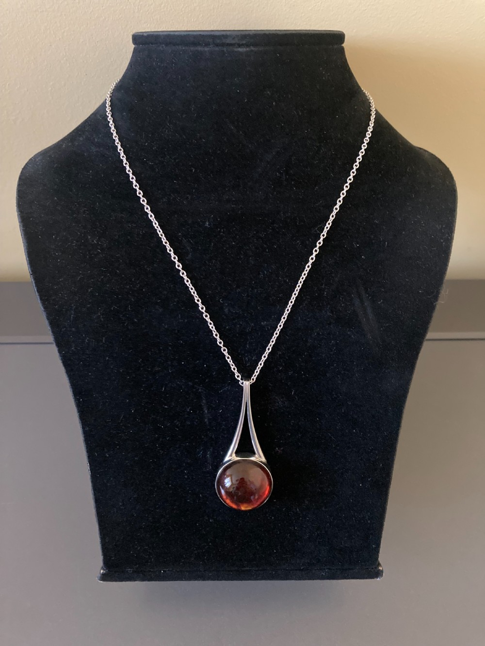 Danish Silver and Amber Pendant. 1960s. By Niels Erik From.
