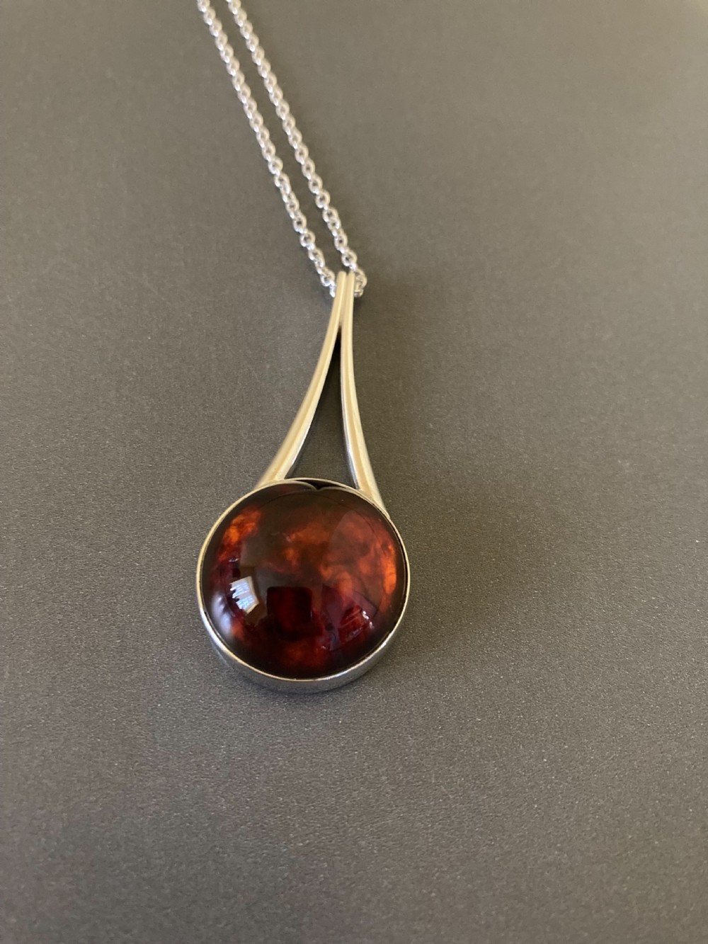 Danish Silver and Amber Pendant. 1960s. By Niels Erik From. View III