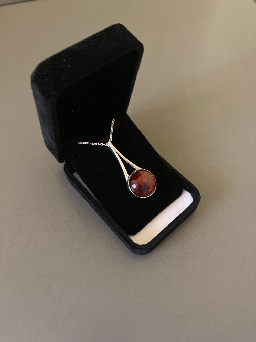 Danish Silver and Amber Pendant. 1960s. By Niels Erik From. View VII