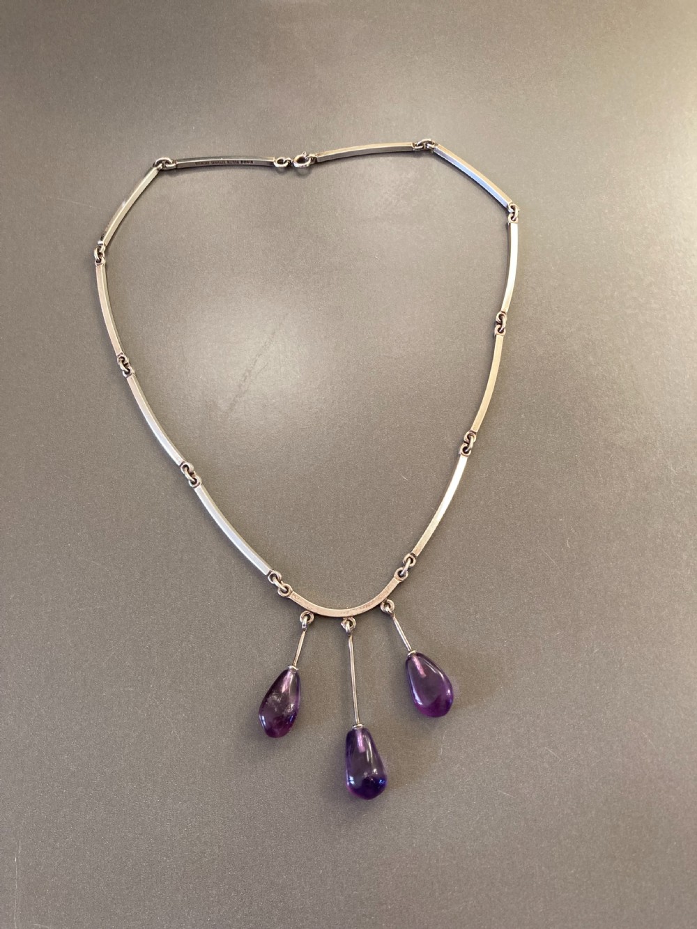 Danish Silver and Amethyst Necklace. 1960s. By Niels Erik From.
