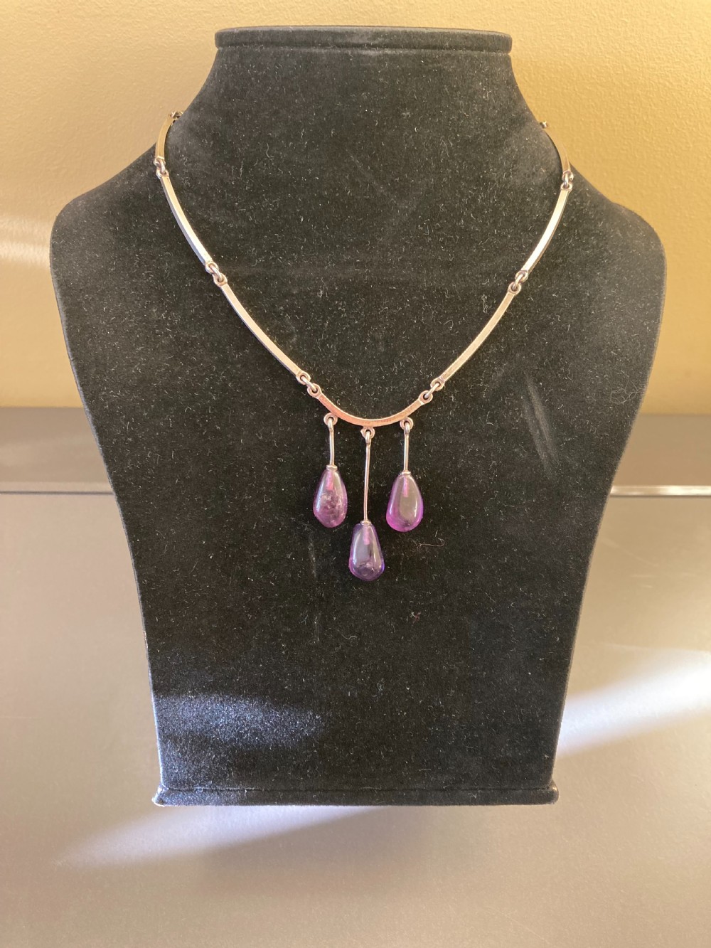 Danish Silver and Amethyst Necklace. 1960s. By Niels Erik From. View III