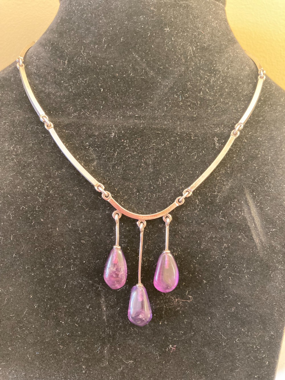 Danish Silver and Amethyst Necklace. 1960s. By Niels Erik From. View IV