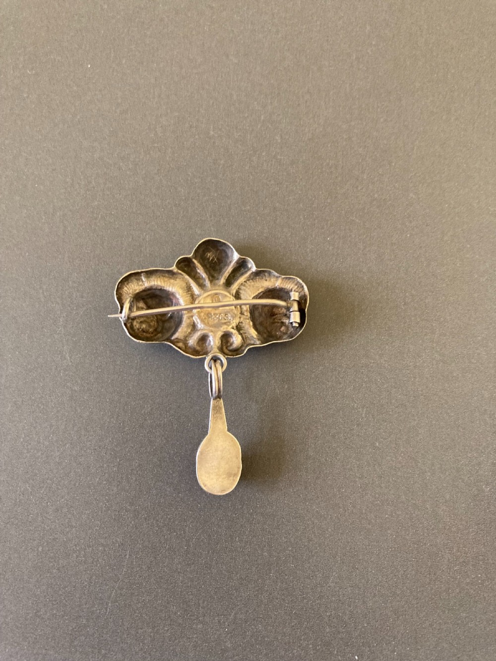 Danish Silver Brooch with Amber. C 1910. View V