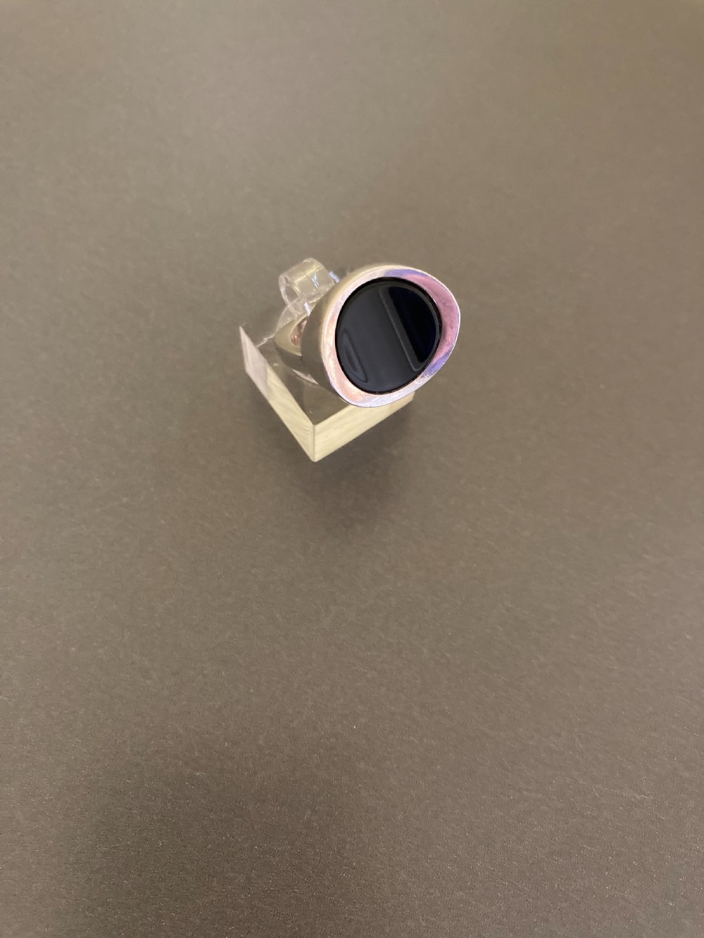 Danish Silver Ring with polished Onyx. 1960s. By N E From.