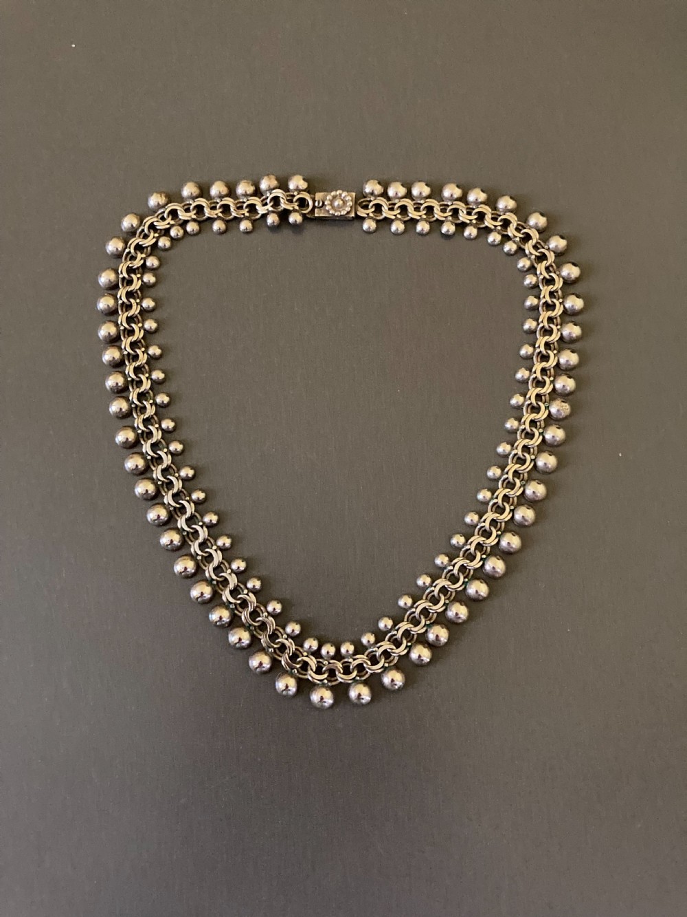 Danish Silver Necklace. 1950s. By Hermann Siersbol.