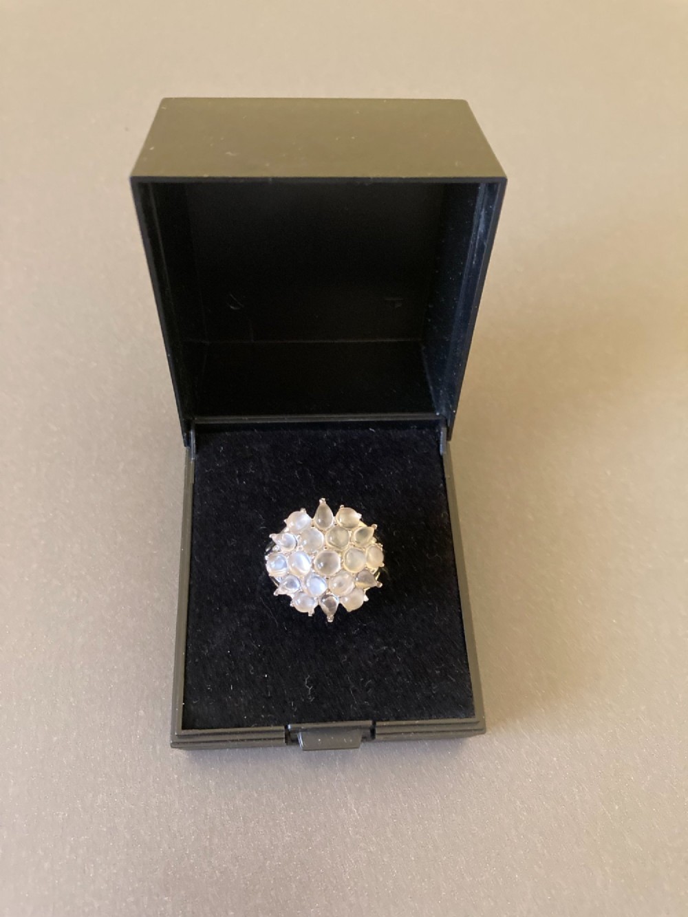 Danish Silver Ring with Moonstones. View V