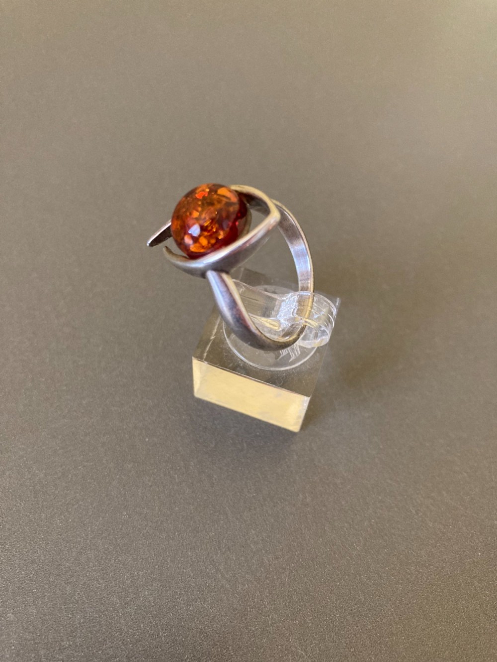 Danish Silver Ring with Amber. 1960s. View III