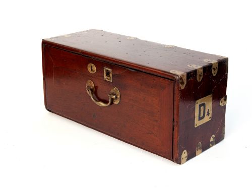 RARE GUTSY BRASS BOUND MAHOGANY CABINET - ADDITIONAL PHOTO 1