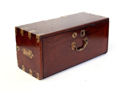 RARE GUTSY BRASS BOUND MAHOGANY CABINET - ADDITIONAL PHOTO 2