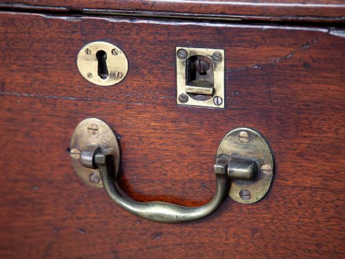RARE GUTSY BRASS BOUND MAHOGANY CABINET - ADDITIONAL PHOTO 3
