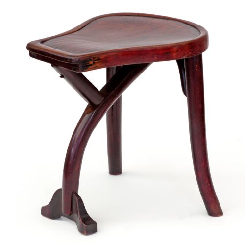 BEAUTIFULLY FIGURED WORK ARTISANS STOOL BY THONET - ADDITIONAL PHOTO 1