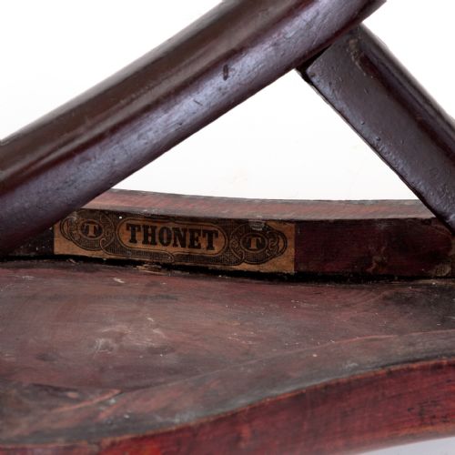 BEAUTIFULLY FIGURED WORK ARTISANS STOOL BY THONET - ADDITIONAL PHOTO 4