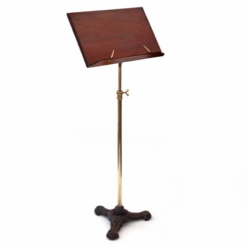 MAHOGANY AND BRASS ADJUSTABLE MUSIC OR BOOK STAND