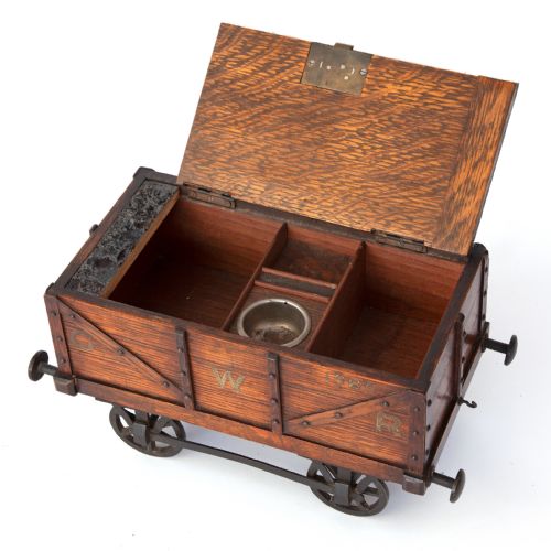 OAK SMOKERS CABINET IN THE FORM OF A GWR COAL WAGON - ADDITIONAL PHOTO 4