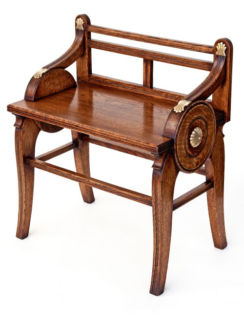 PAIR OF BRASS MOUNTED HALL BENCHES IN THE MANNER OF SHOOLBRED - ADDITIONAL PHOTO 2