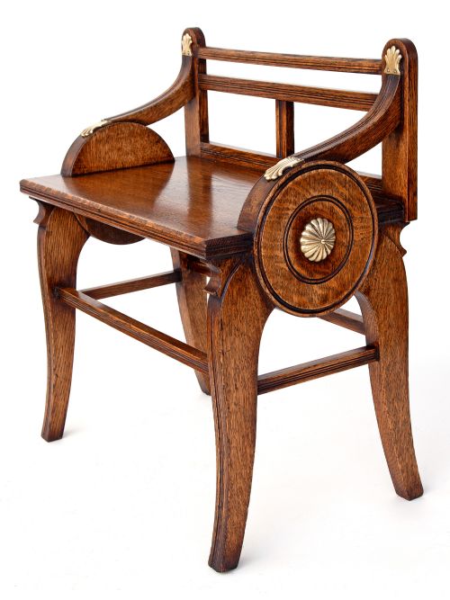 PAIR OF BRASS MOUNTED HALL BENCHES IN THE MANNER OF SHOOLBRED - ADDITIONAL PHOTO 7