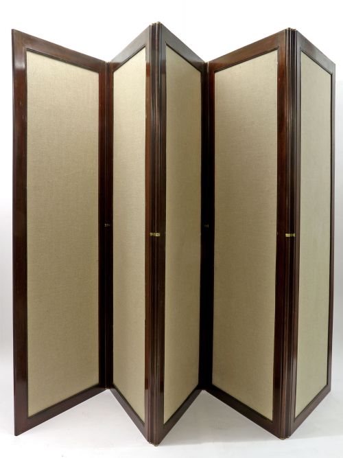 MAHOGANY FIVE FOLD FULLY REVERSIBLE SCREEN - ADDITIONAL PHOTO 1