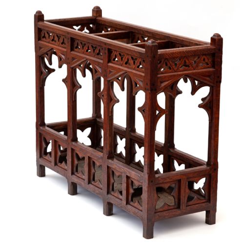 SUPERB OAK GOTHIC UMBRELLA STAND - ADDITIONAL PHOTO 1