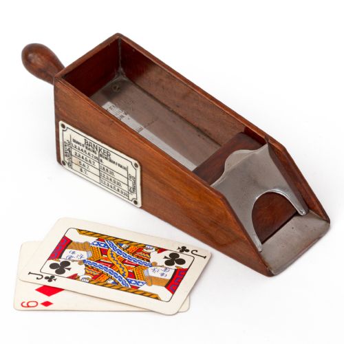 SUPERB MINIATURE MAHOGANY CARD SHOE