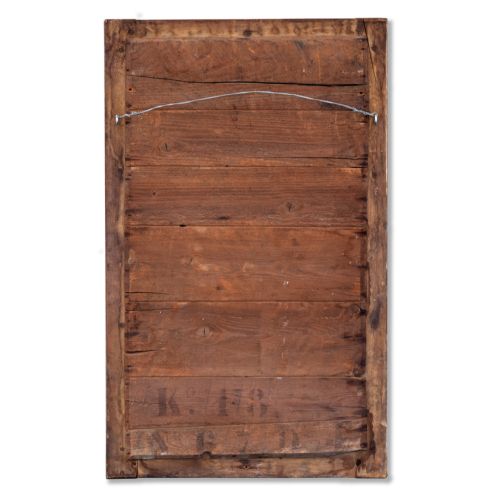 THICK FRAMED BRASS ON OAK BRASSERIE MIRROR WITH ORIGINAL PLATE - ADDITIONAL PHOTO 2