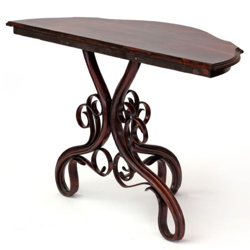 ANTIQUE ROSEWOOD TOPPED BENTWOOD CONSOLE TABLE BY THONET - ADDITIONAL PHOTO 3