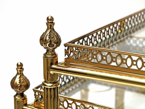 RARE NEST OF BRASS TROLLEY TABLES BY MAISON BAGUS - ADDITIONAL PHOTO 2